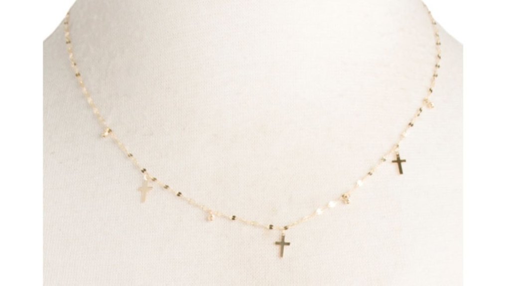 Golden Clef Made In Italy 14k Gold Cross Charm Necklace