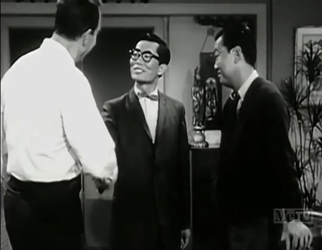Between 1964 and 1965, George Takei made three appearances on the sitcom My Three Sons. This photo is from the first, 1964's "My Fair Chinese Lady."