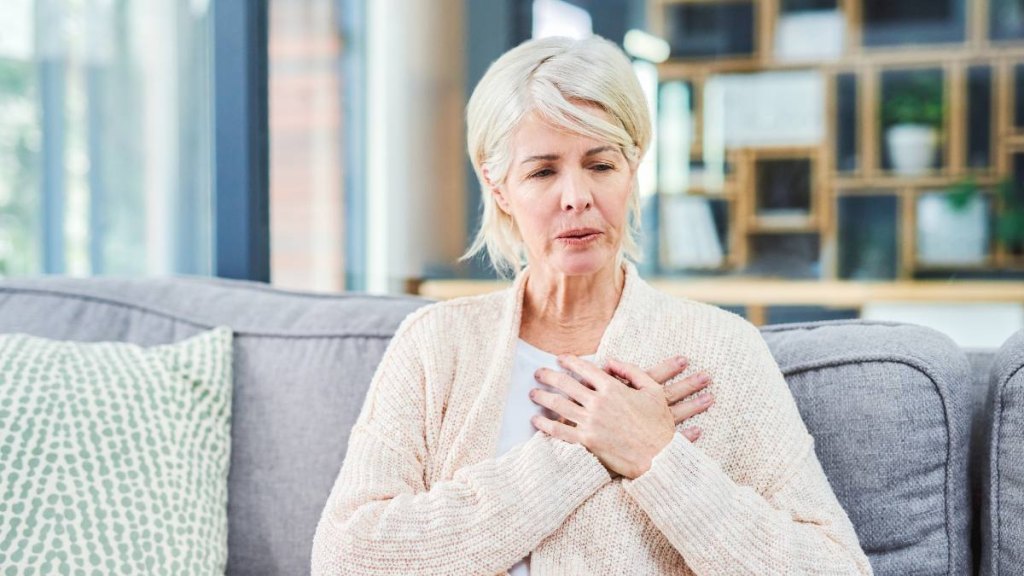 Woman struggling to breathe