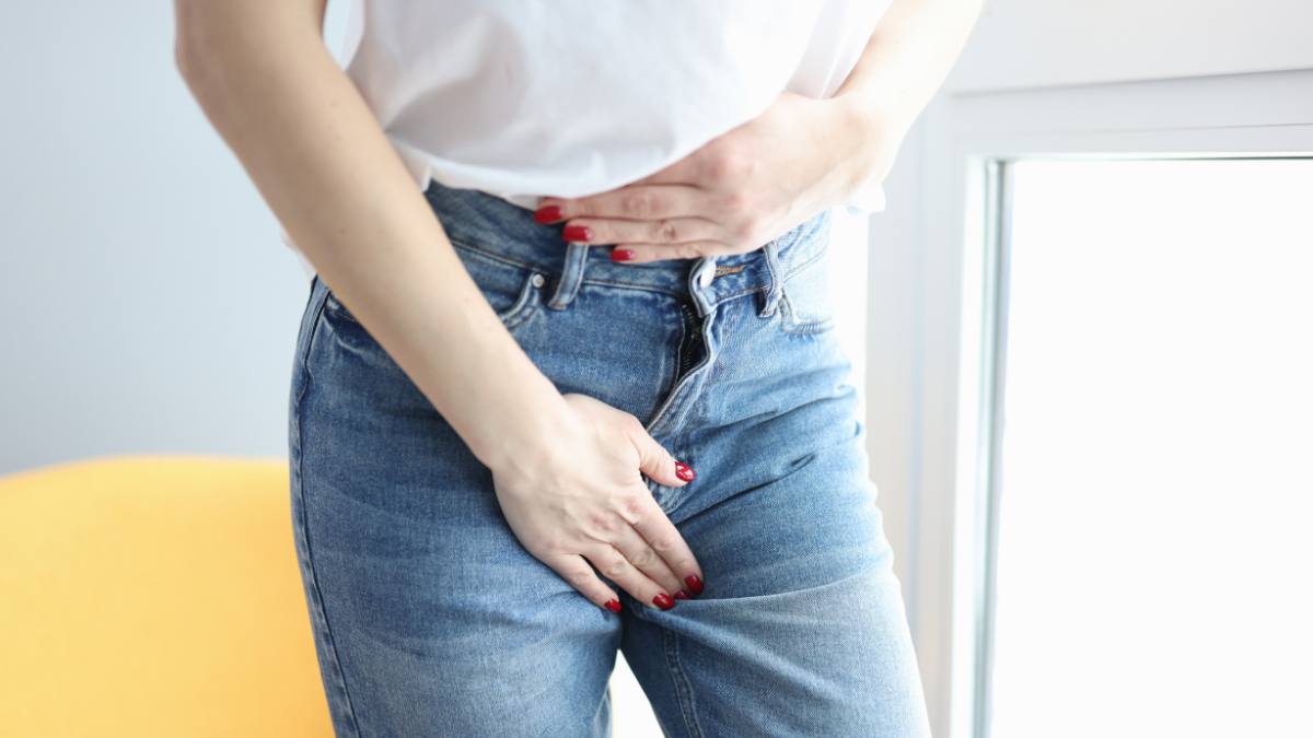 Woman dealing with a UTI