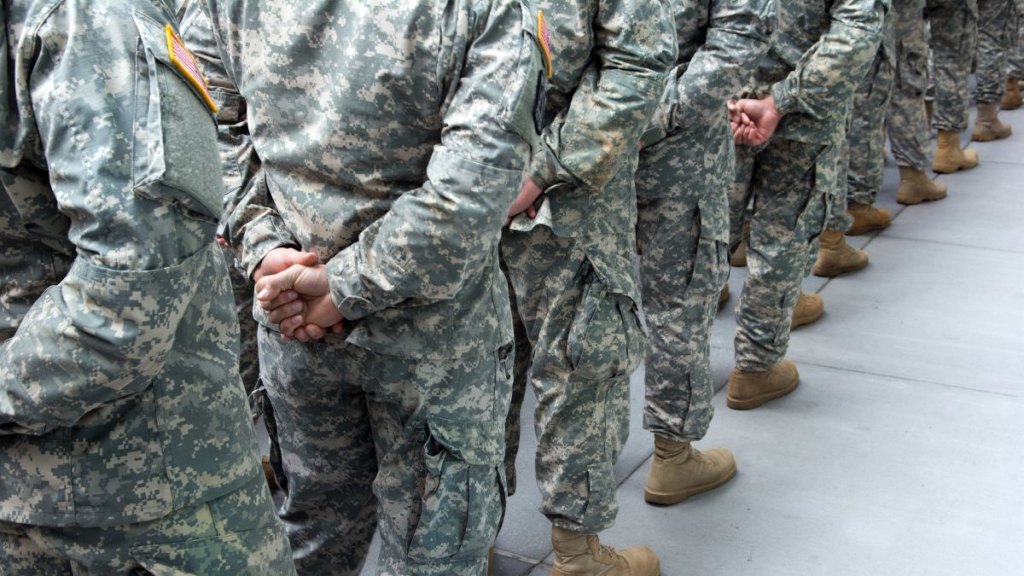 Soldiers lining up for the annual New York City Veterans Day Parade