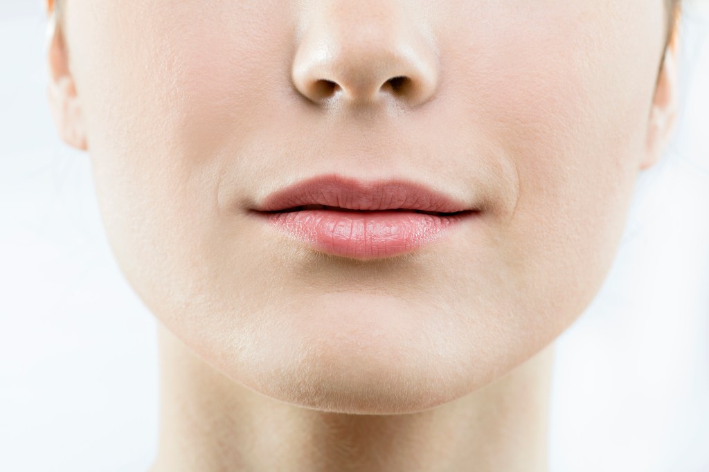 Woman with a double lip line