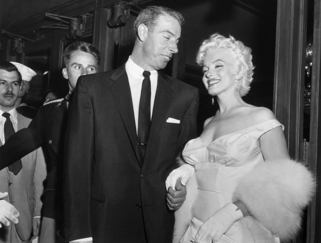 Joe DiMaggio and Marilyn Monroe at the premiere of 'The Seven Year Itch,' 1955