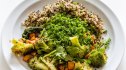whole grains and vegetables on a plate, part of gallstones self-care
