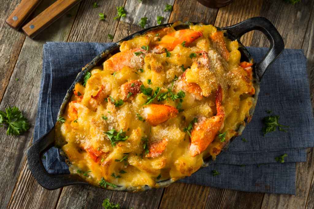 Homemade Lobster Macaroni and Cheese with Parsley and Pepper