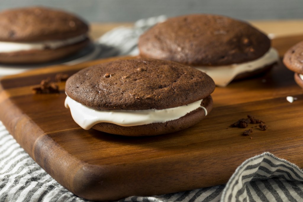 Homemade Chocolate Whoopie PIe with Cream Filling