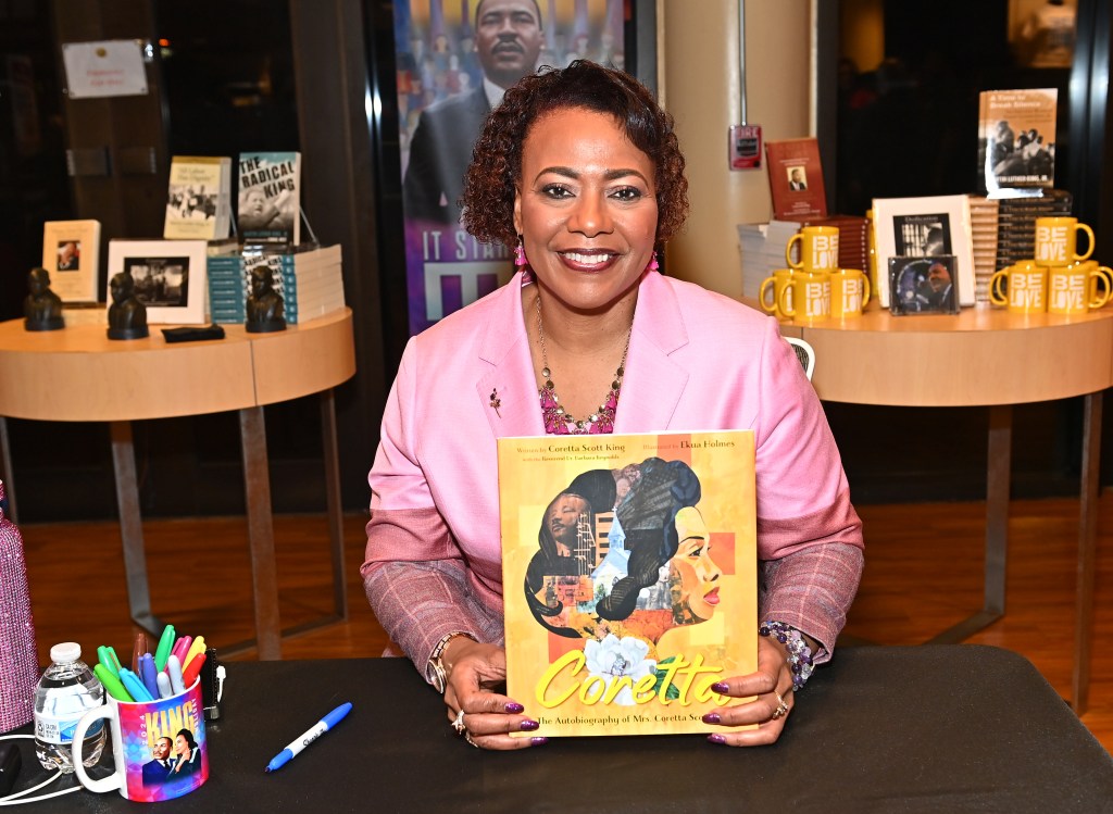 Bernice with new children's book based off her mother, Coretta's autobiography