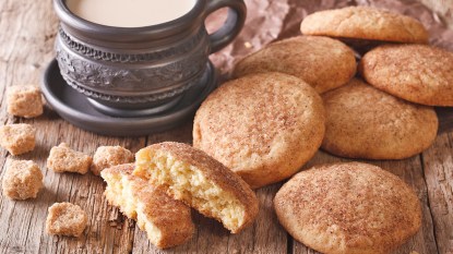 Churro cookies served with a mug of milk
