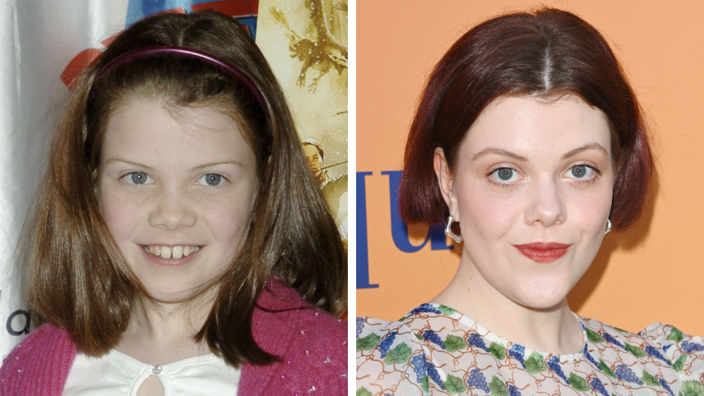 Georgie Henley in 2005 and 2023