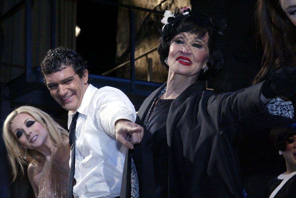 Left to right: Jane Krakowski, Antonio Banderas and Chita Rivera take their Curtain Call at the Opening Night for The Roundabout Theater Company Production of "Nine" at Eugene O'Neill Theater on April 10, 2003 in New York City