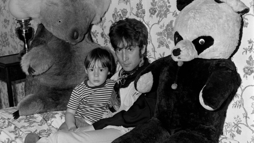Julian Lennon and John Lennon in 1968