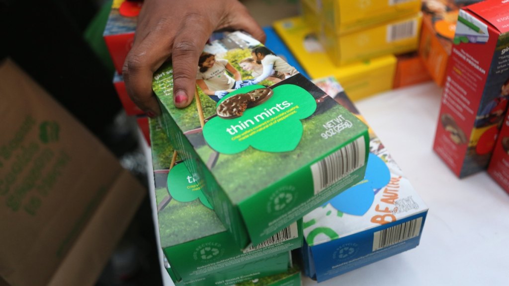Boxes of Girl Scout Cookies
