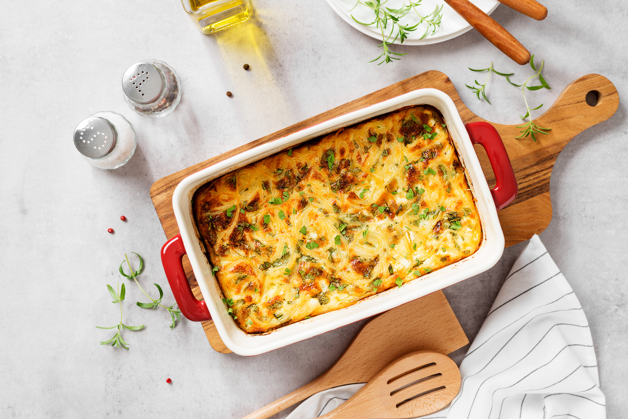 The Pioneer Woman's chicken spaghetti recipe in casserole dish