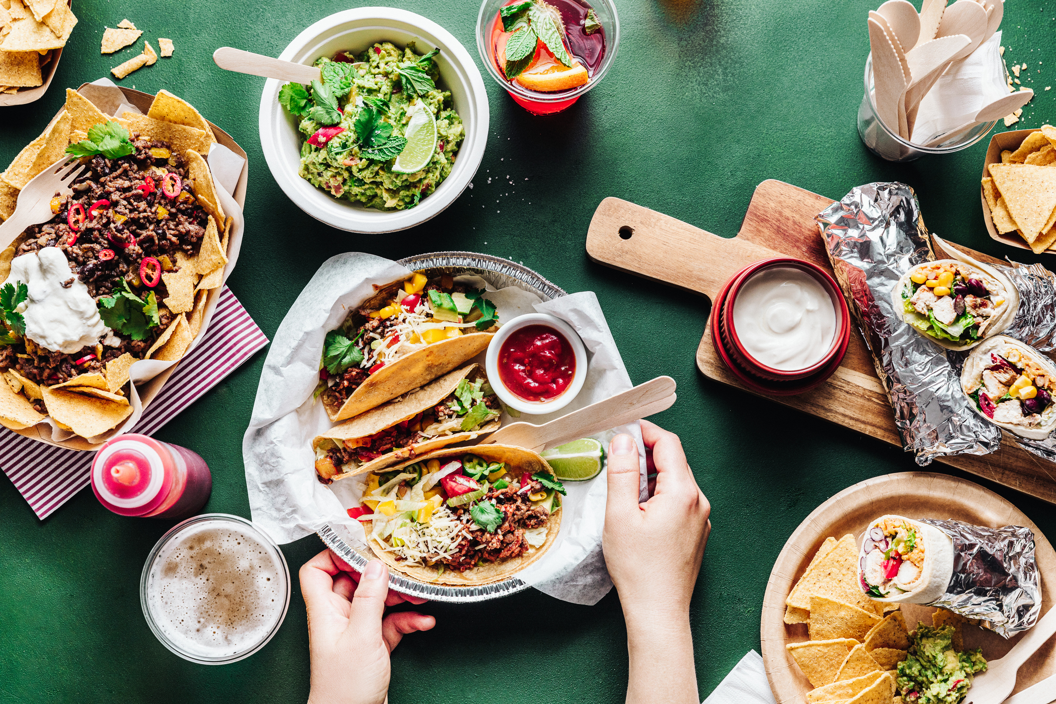 Mexican takeout food from the Taco Bell new menu and luxe cravings box