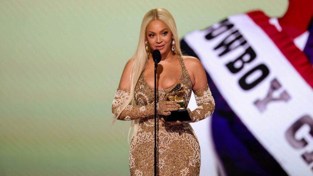 Beyoncé accepts the Best Country Album award for “Cowboy Carter” onstage during the 67th GRAMMY Awards at Crypto.com Arena on February 02, 2025 in Los Angeles, California.