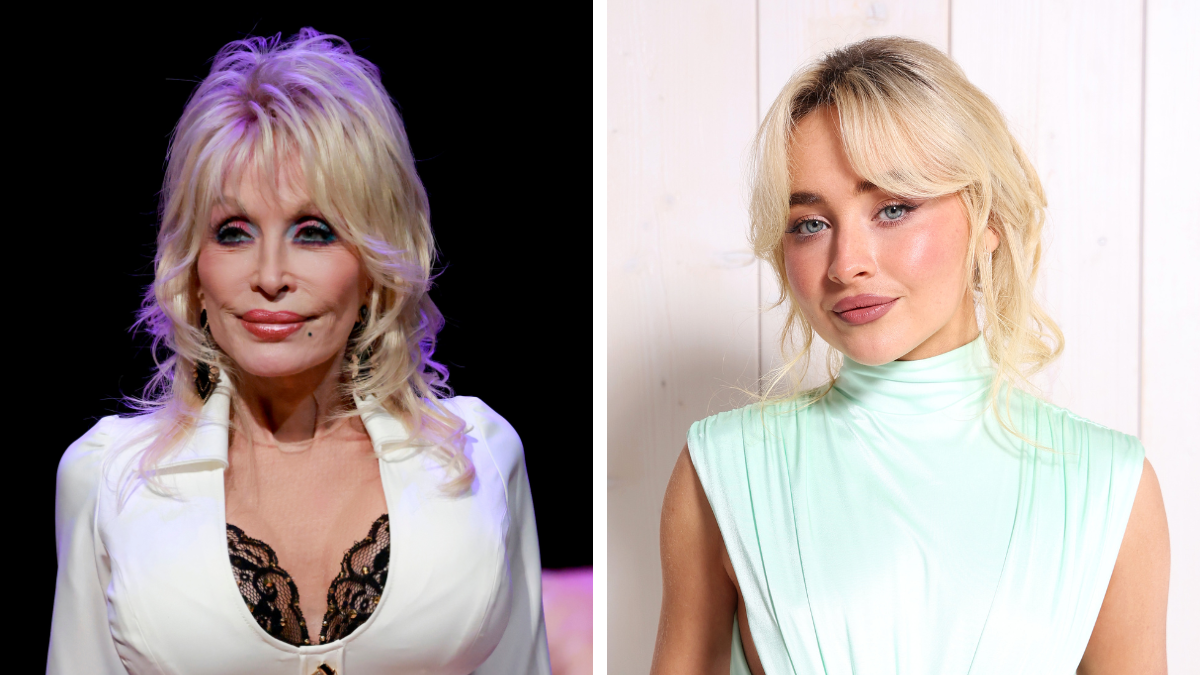Dolly Parton in 2025; Sabrina Carpenter in 2024