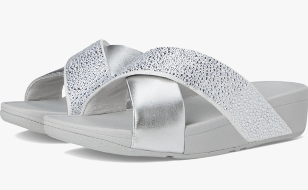 FitFlop Lulu Crystal-Mix Metallic Cross Slides