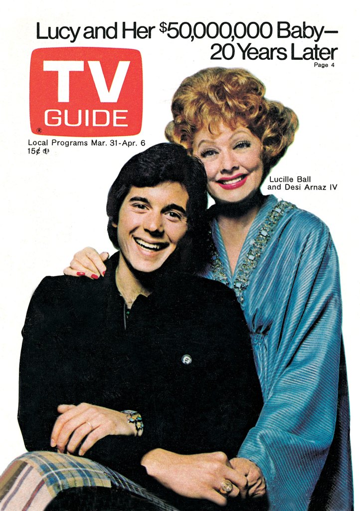 Desi Arnaz Jr., with mother, Lucille Ball, (from HERE'S LUCY), 20th Anniversary of First TV GUIDE Cover, TV GUIDE cover, March 31-April 6, 1973.