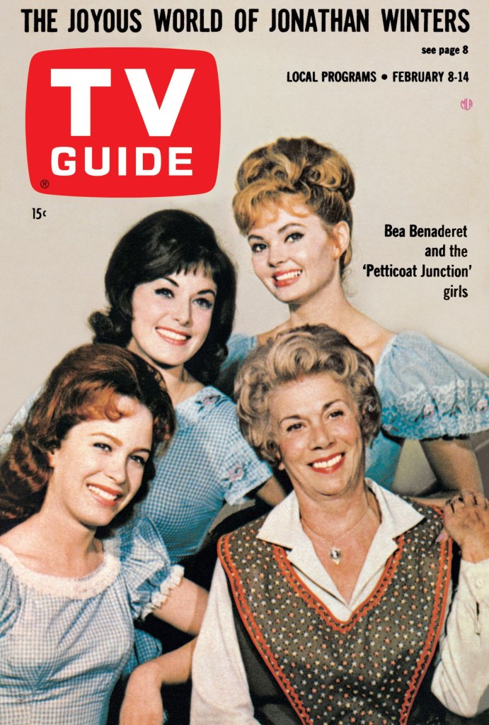 PETTICOAT JUNCTION, from left: Linda Kaye Henning, Pat Woodell, Bea Benaderet (front), Jeannine Riley, TV GUIDE cover, February 8-14, 1964. ph: Gene Trindl.