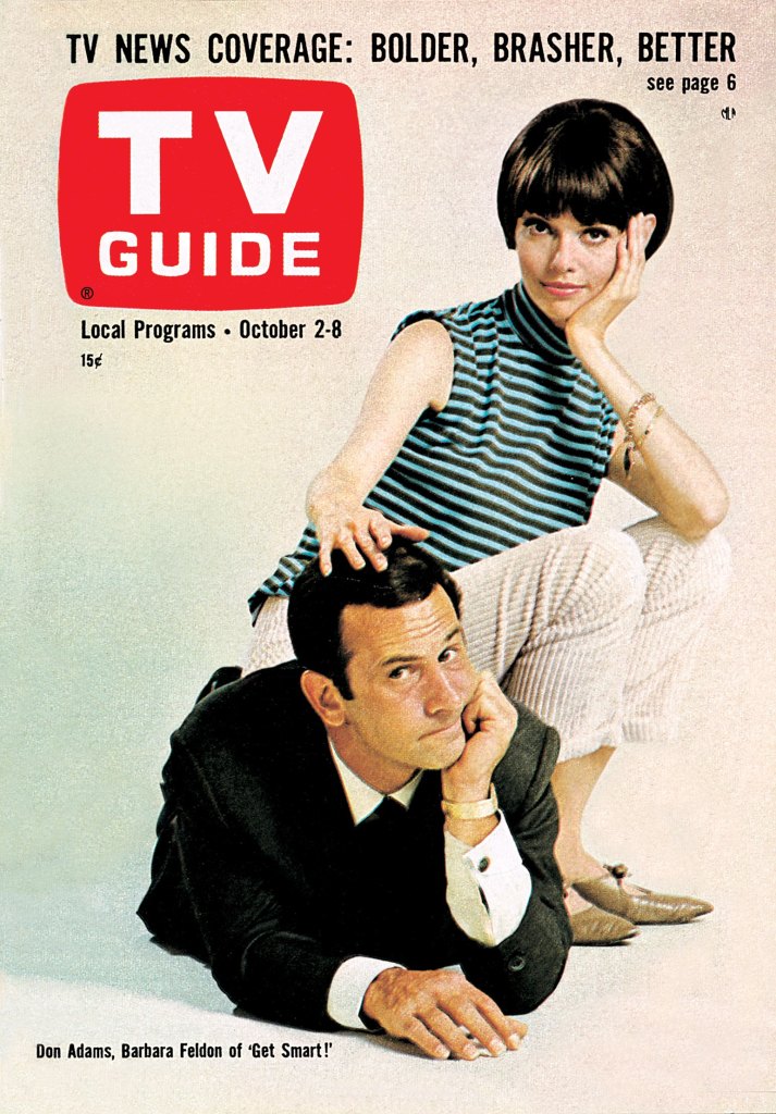 GET SMART, from left: Don Adams, Barbara Feldon, TV GUIDE cover, October 2-8, 1965. ph: Gene Trindl.