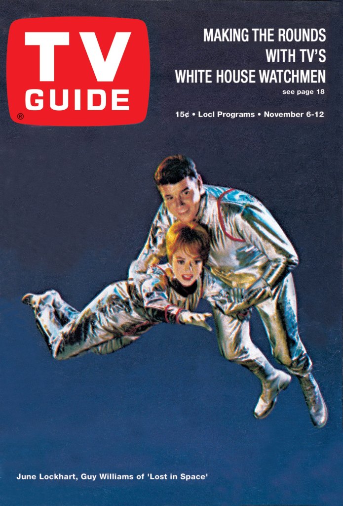 LOST IN SPACE, from left: June Lockhart, Guy Williams, TV GUIDE cover, November 6-12, 1965.