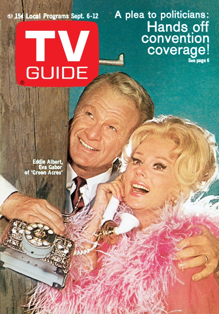 GREEN ACRES, Eddie Albert, Eva Gabor, TV GUIDE cover, September 6-12, 1969.