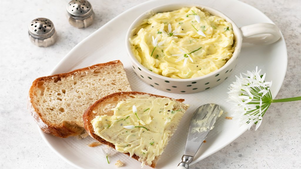 Whipped butter spread on toast