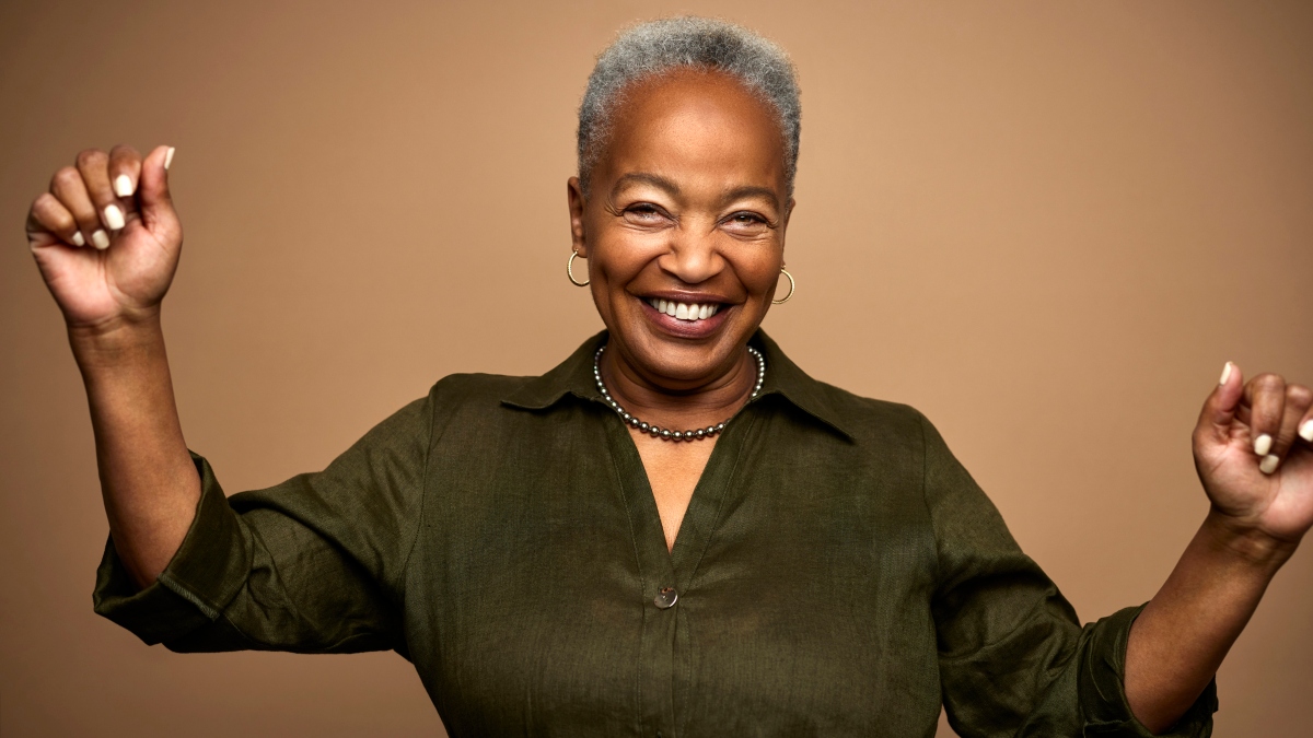 black woman happy celebrating