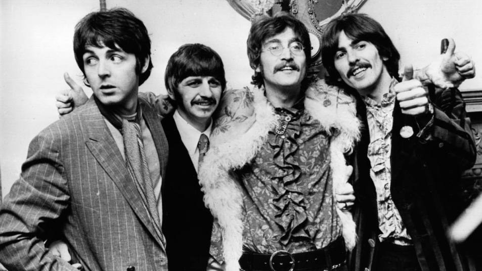 the Beatles posing for Sgt. Pepper