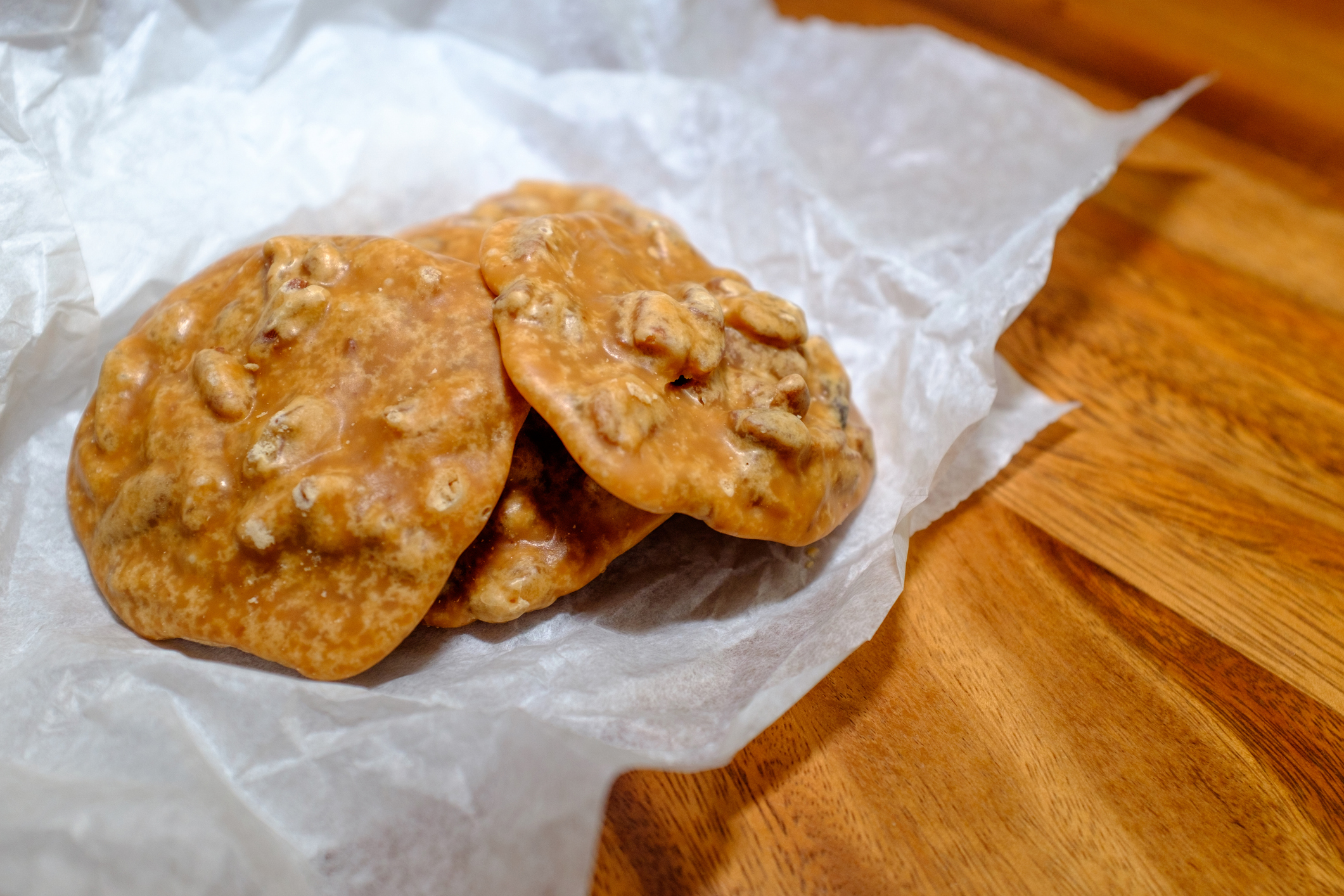 Southern pecan pralines on parchment paper