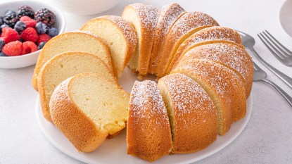 A sliced cold oven pound cake
