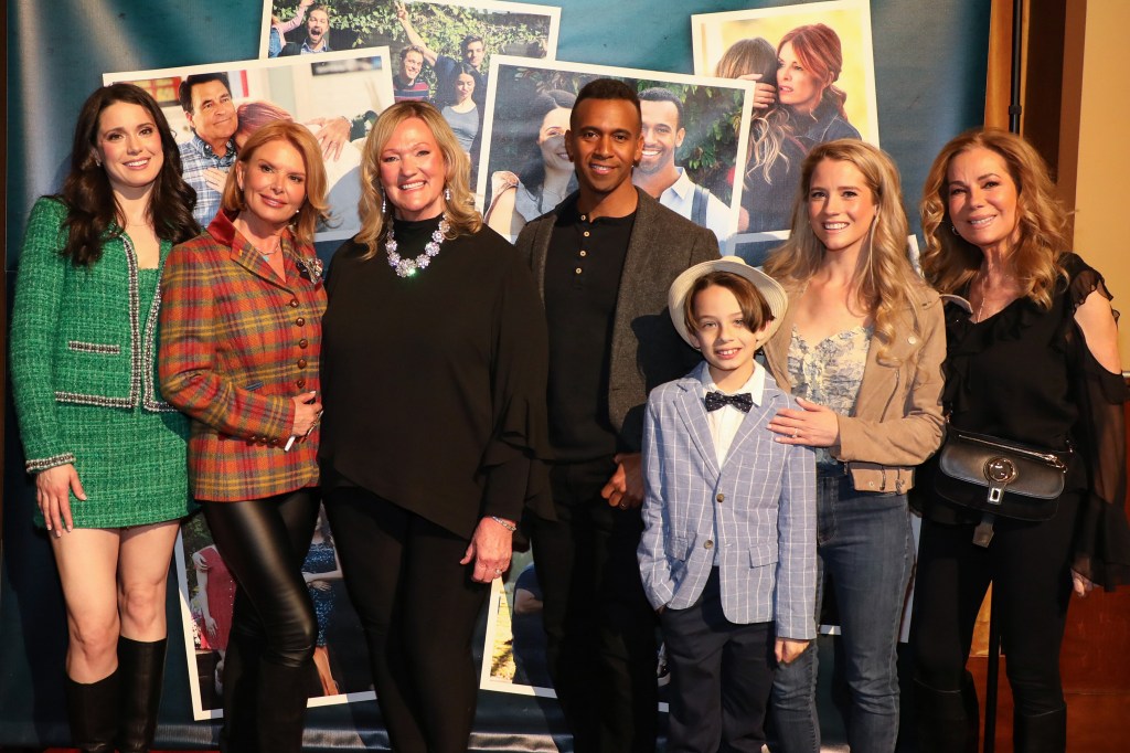 (L-R) Ali Cobrin, Roma Downey, Karen Kingsbury, Brandon Hirsch, Asher Morrissette, Cassidy Gifford and Kathie Lee Gifford attend "The Baxters" special screening for fans and readers