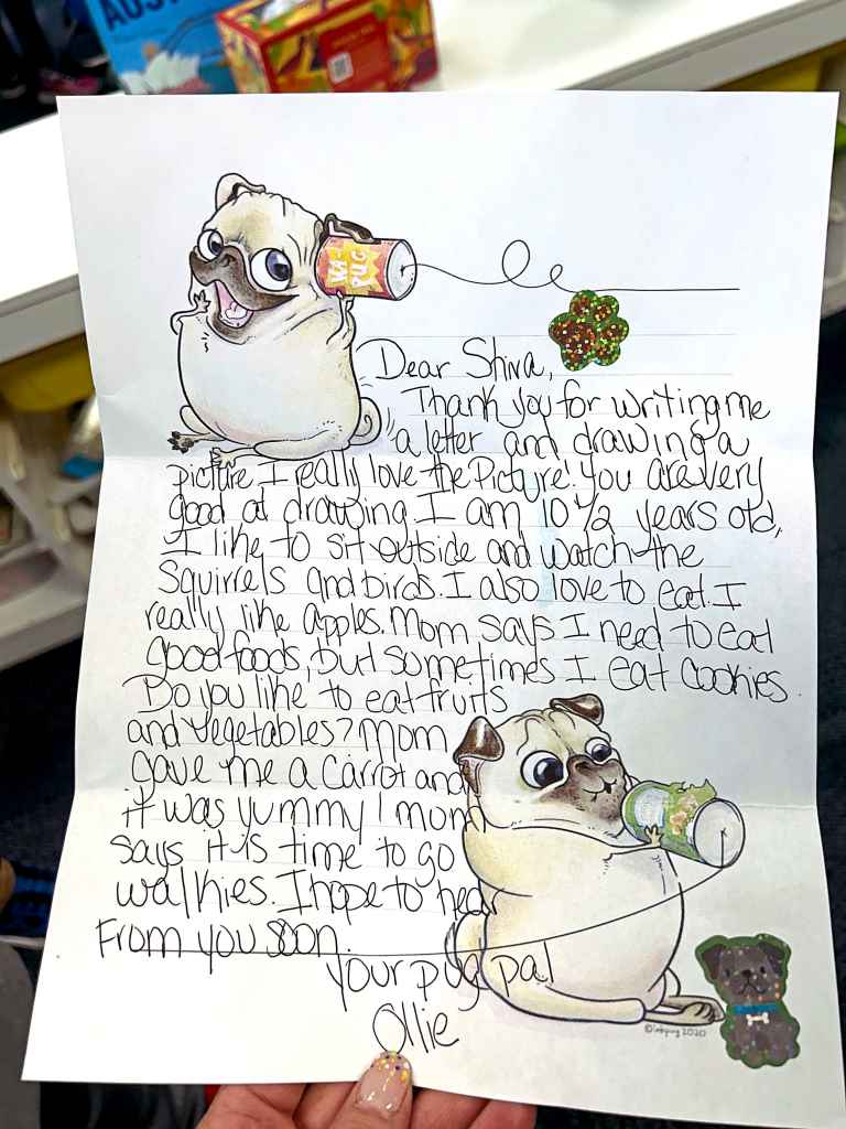 All of Sharon’s students are eager to read the letters from their pugs
