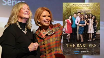 Karen Kingsbury and Roma Downey at The Baxters premiere