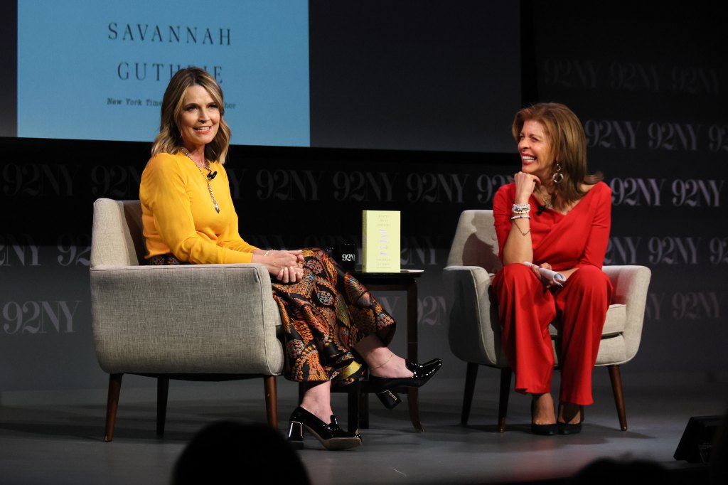 Savannah Guthrie and Hoda Kotb speak onstage during Savannah Guthrie in Conversation with Hoda Kotb: Reflections on Faith