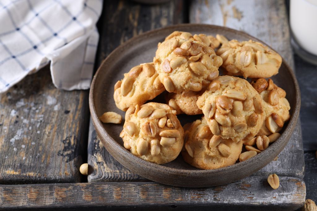 peanut cookies with natural nuts for dessert