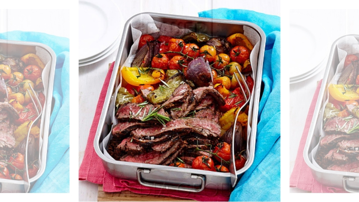 Flank Steak with Peppers, Onions and Tomatoes recipe