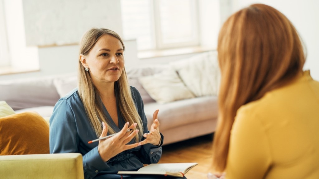 Two women talking in therapy
