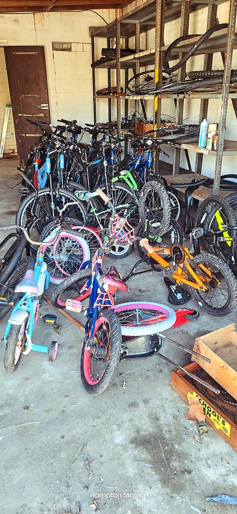 Now, Jeff's neighbors and friends pitch in to donate bikes