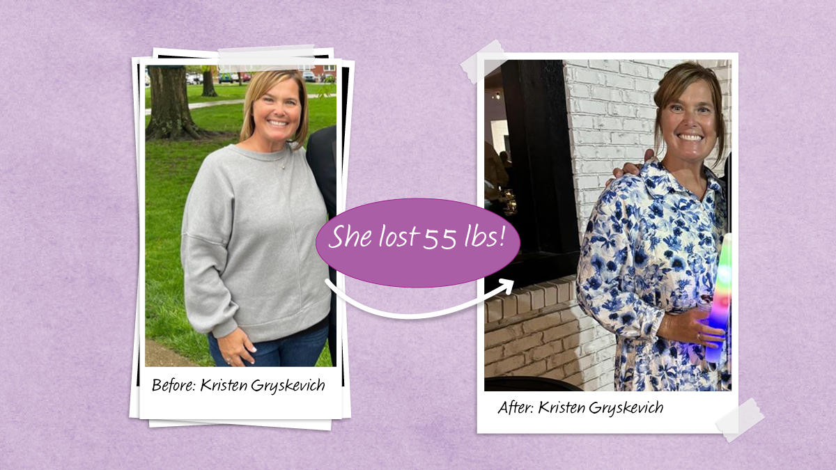 Before and after picture of Kristen Gryskevich