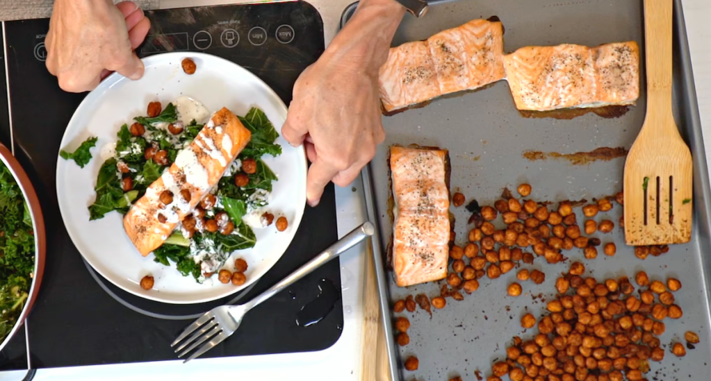 Salmon with chickpeas 30-minute meals
