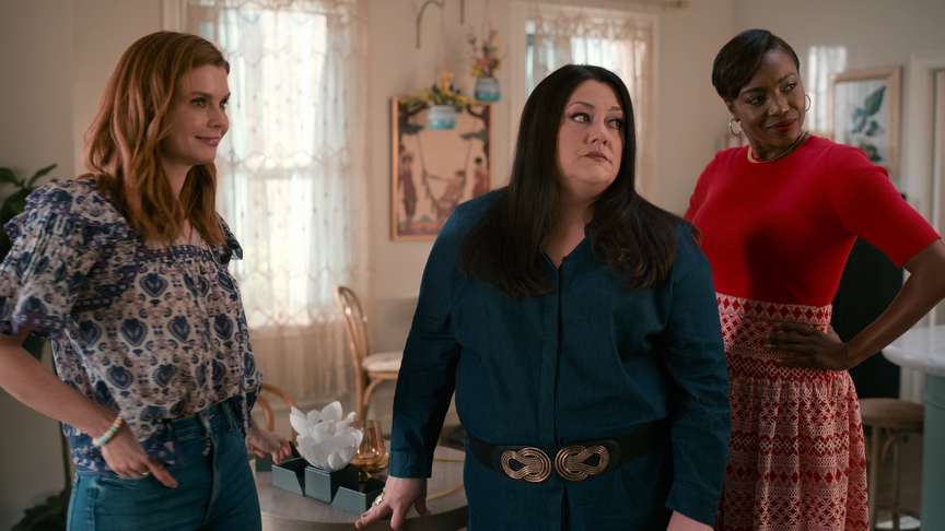 Left to right: Joanna Garcia Swisher, Brooke Elliott and Heather Headley in 'Sweet Magnolias' 2022 Small Town Charm on Netflix