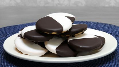 black and white cookies on plate