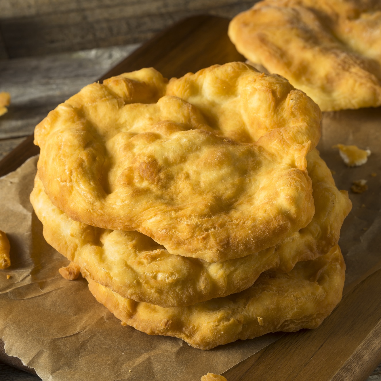Homemade fry bread on cutting board as seen on 'Yellowstone'