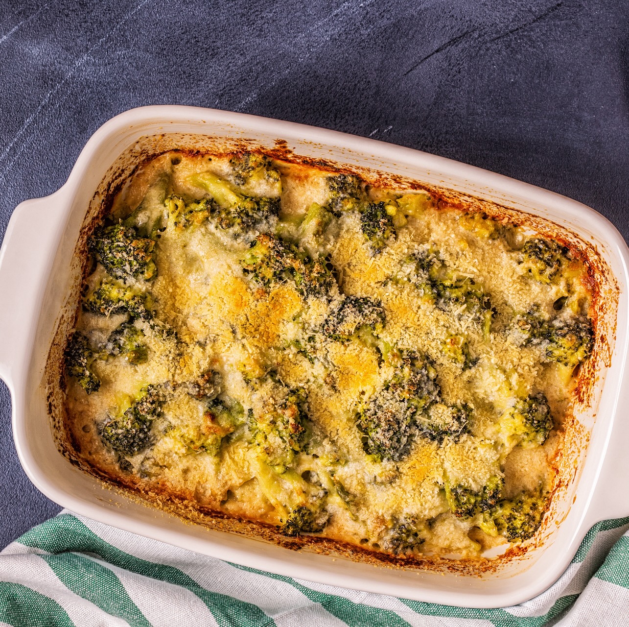 Ree Drummond's cheesy broccoli rice casserole in baking dish