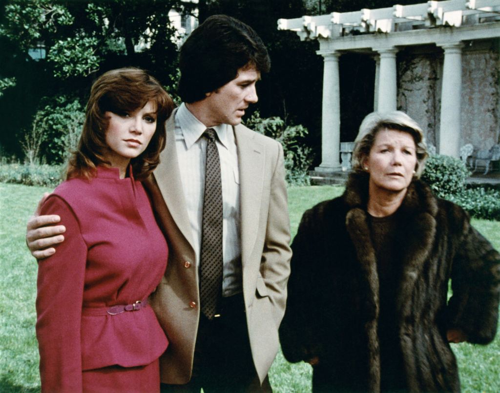 Barbara Bel Geddes with Victoria Principal and Patrick Duffy in a 1980 episode of Dallas