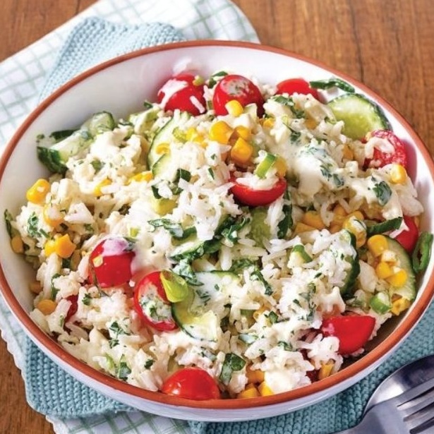 creamy cucumber rice salad