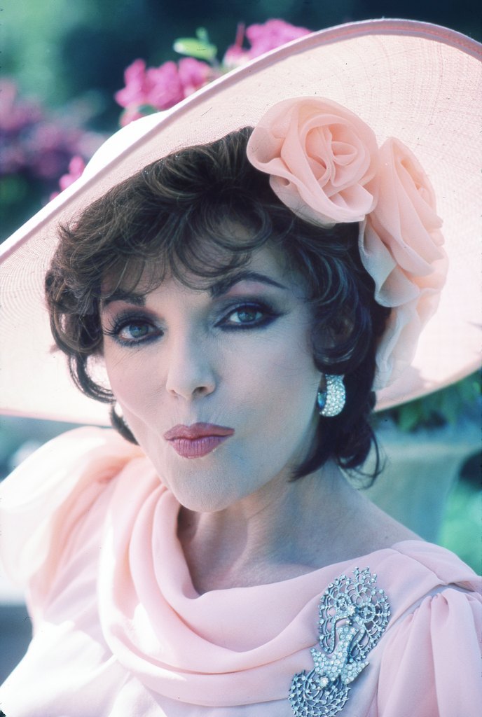 Joan Collins on the set of hit soap opera "Dynasty" circa 1986
