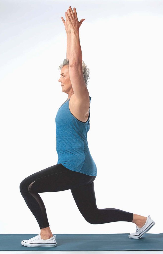 Gail Lind performing a back lunge
