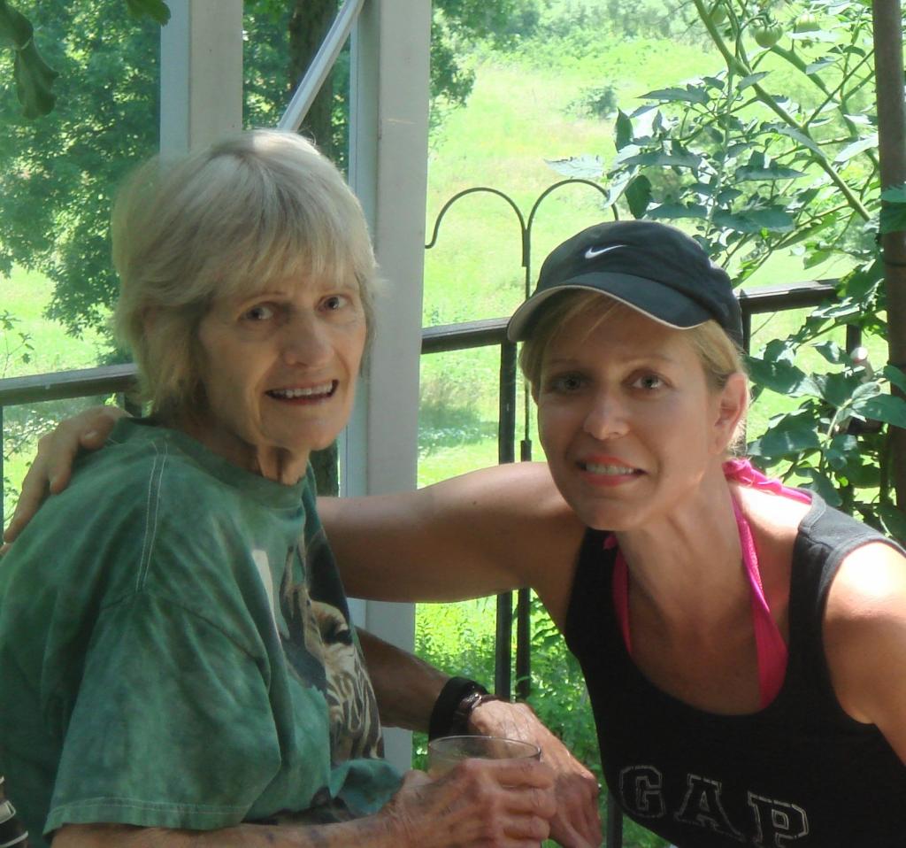 Geri and her mother who sent her a Memorial Day sign
